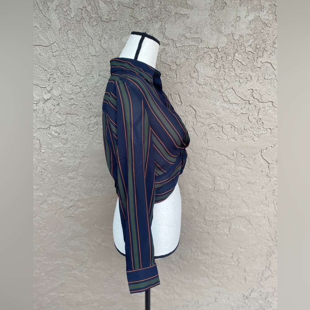 Striped crop top Blouse women’s size small S - Picture 4 of 11